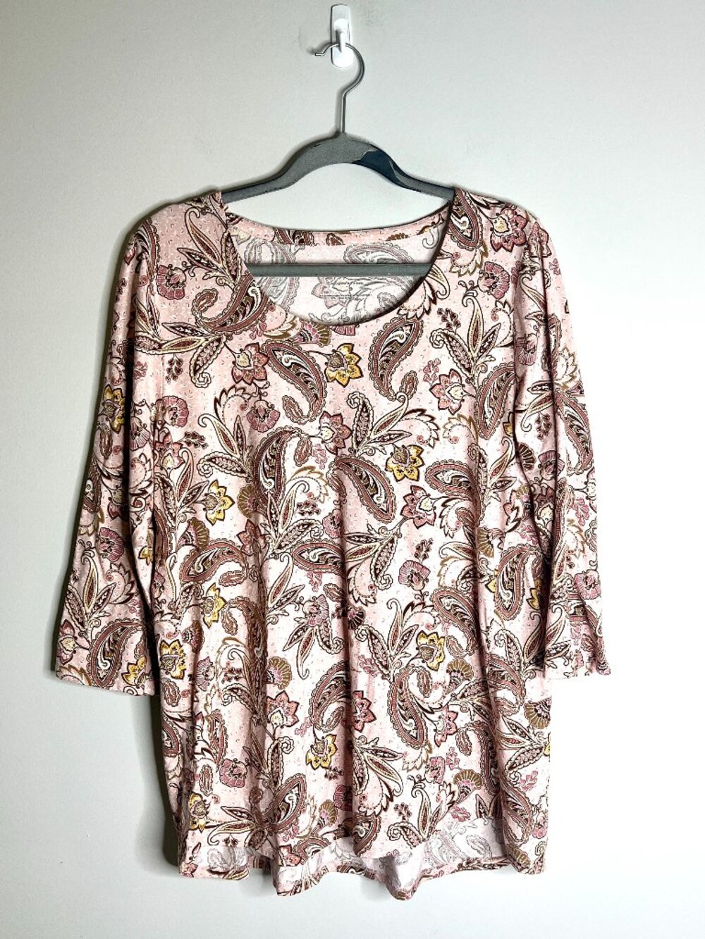 J. Jill Luxe Supima A-Line Tunic Pink Paisley Print Fall Transition Modal Sz L